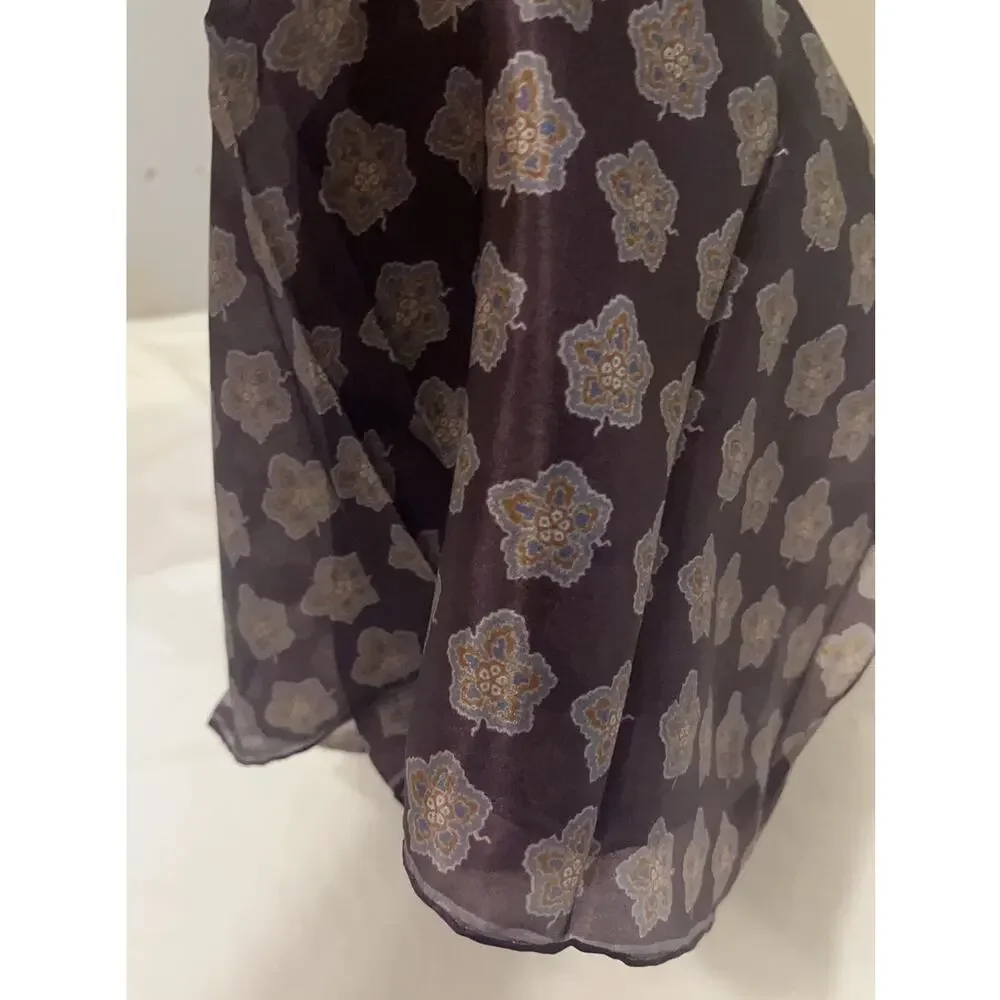 ROBERT TALBOTT Fine Silk Scarf Printed in Italy  - Purple - Semi Sheer